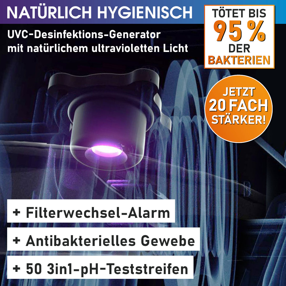 UVC-Desinfektionsgenerator für aufblasbaren Whirlpool Outdoor mit antibakteriellem Gewebe, ideal als Whirlpool Garten oder.