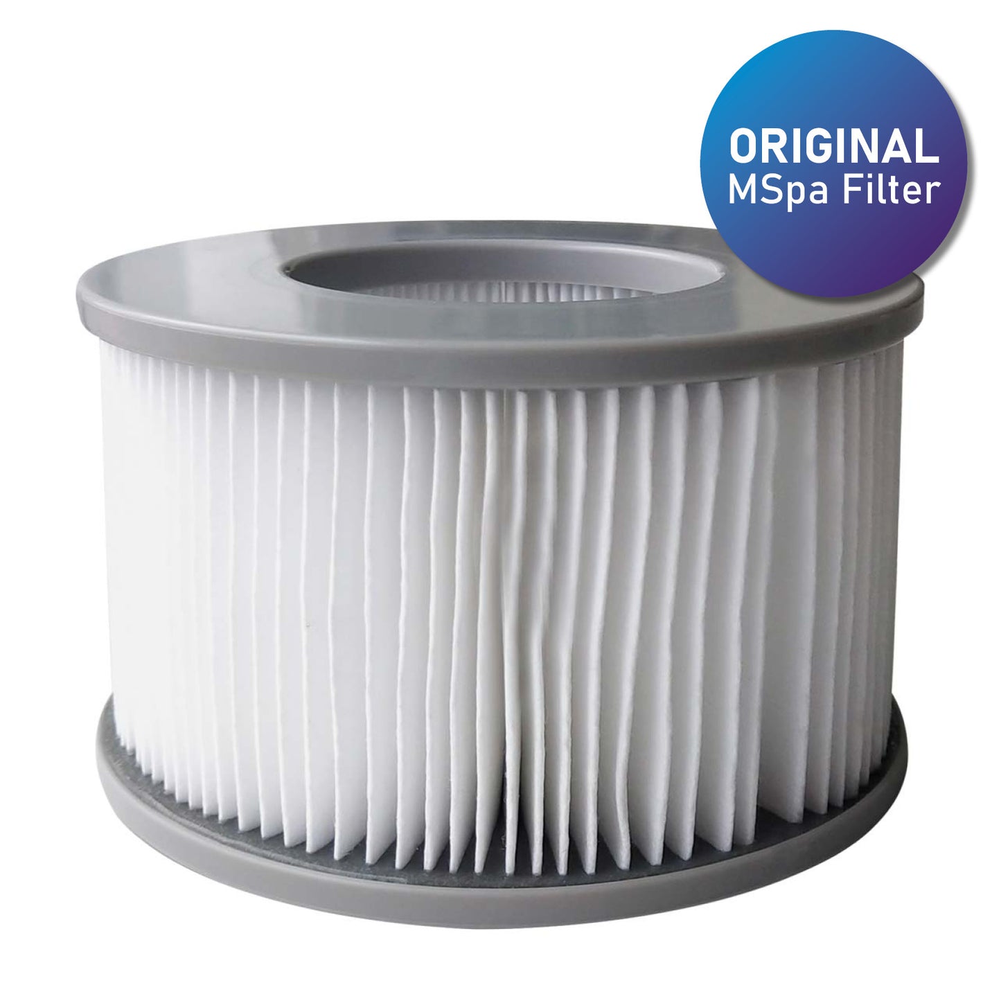 Runder weißer Whirlpool-MSPA-Filter mit grauem Rand, Faltenstruktur für Wasserfiltration, 2er Set.