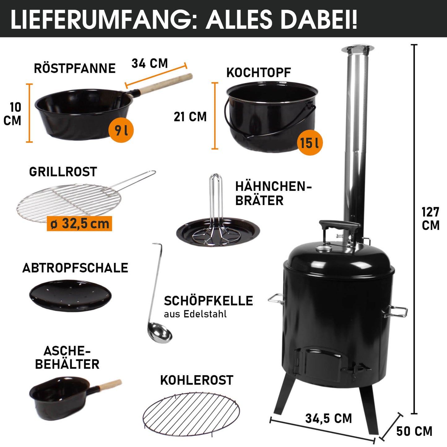 Gulaschkanone Eintopfofen DELUXE 8tlg