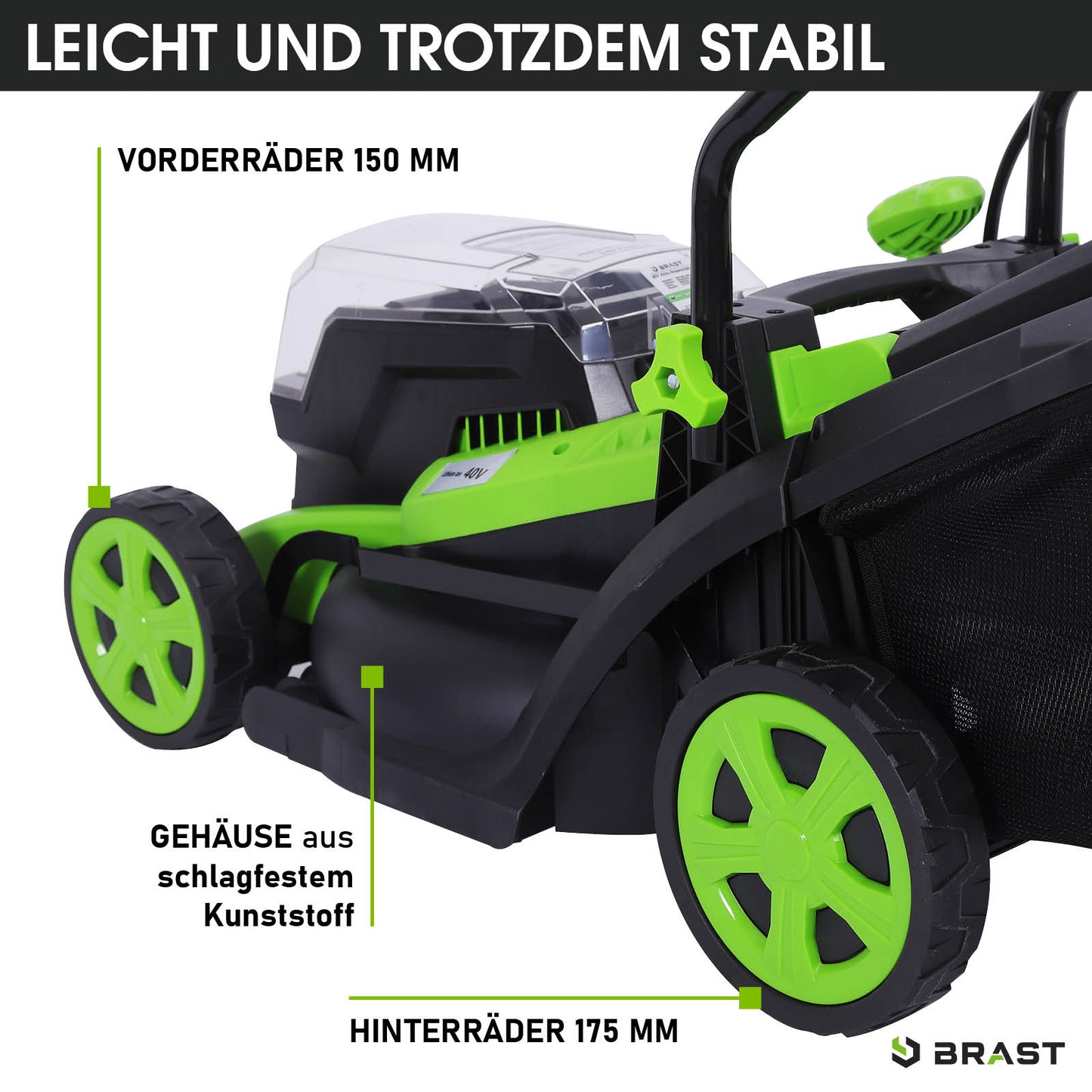 BRAST Akku-Rasenmäher 34cm-40V