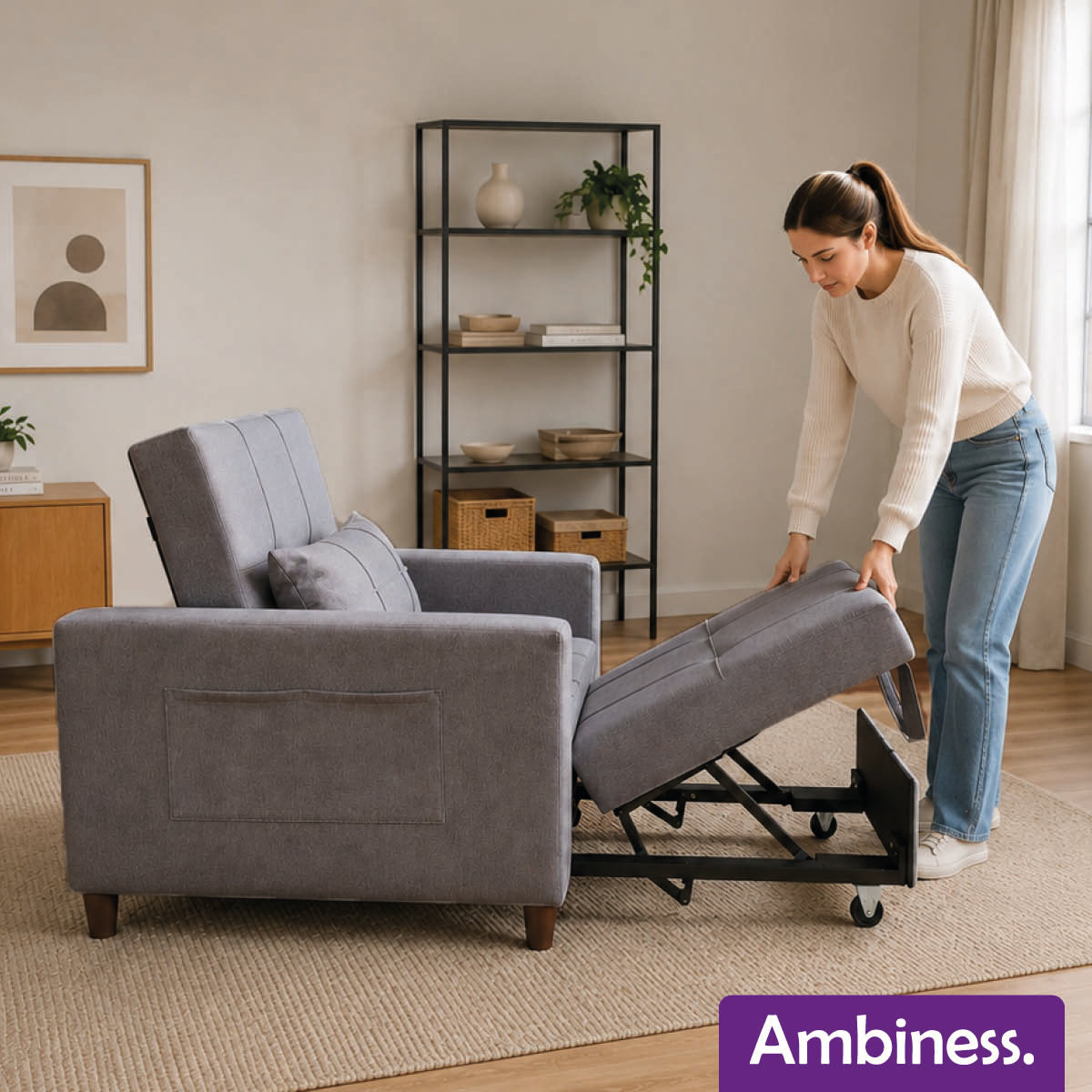 Ambiness 3in1 Zweisitzer Schlafsofa dunkelgrau