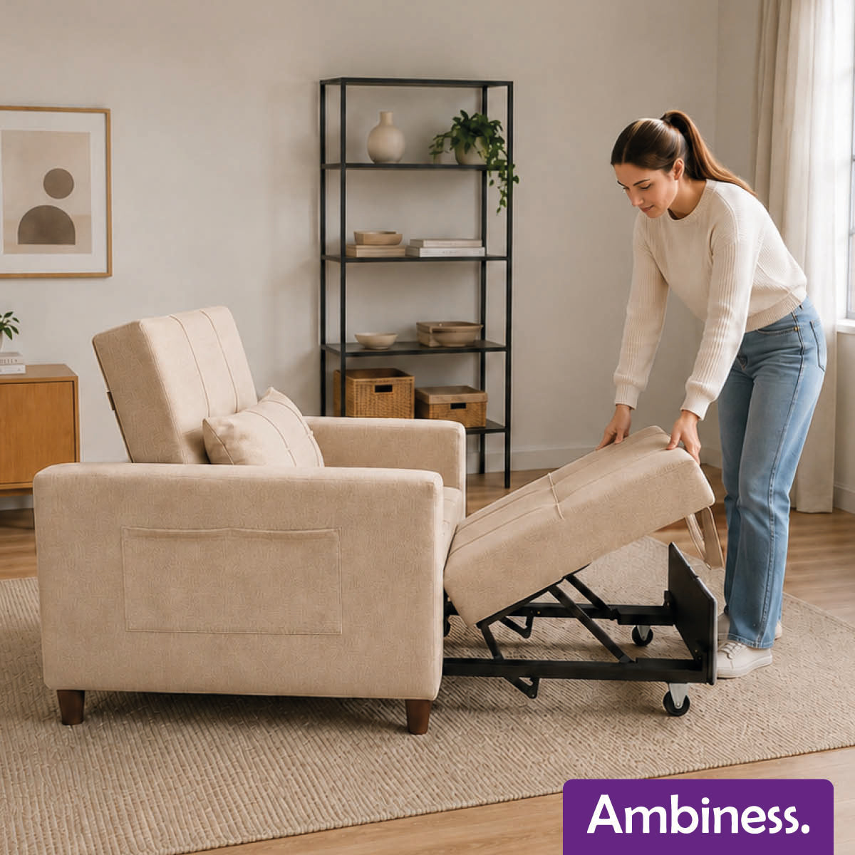 Ambiness 3in1 Zweisitzer Schlafsofa beige