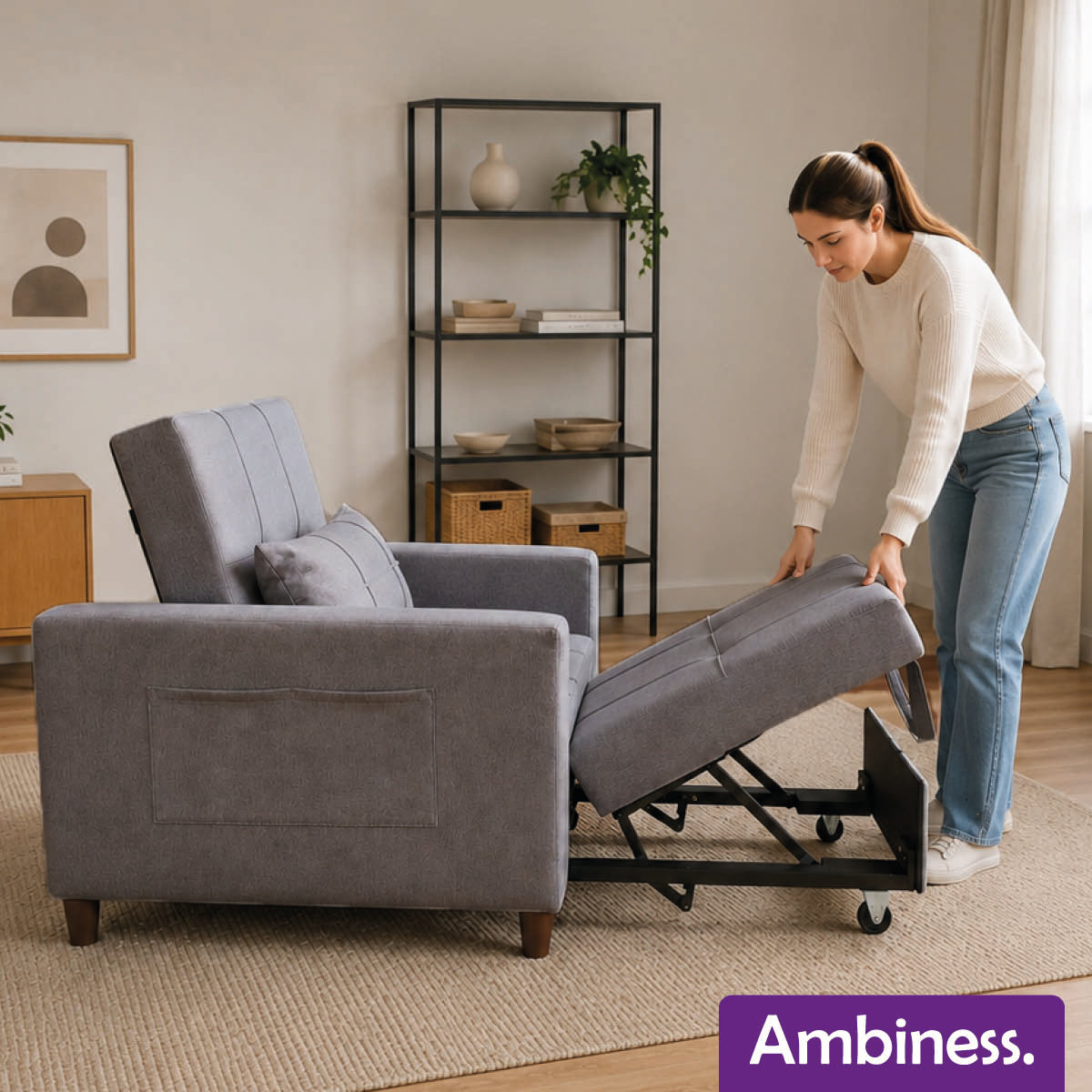 Ambiness 3in1 Einsitzer Schlafsofa dunkelgrau