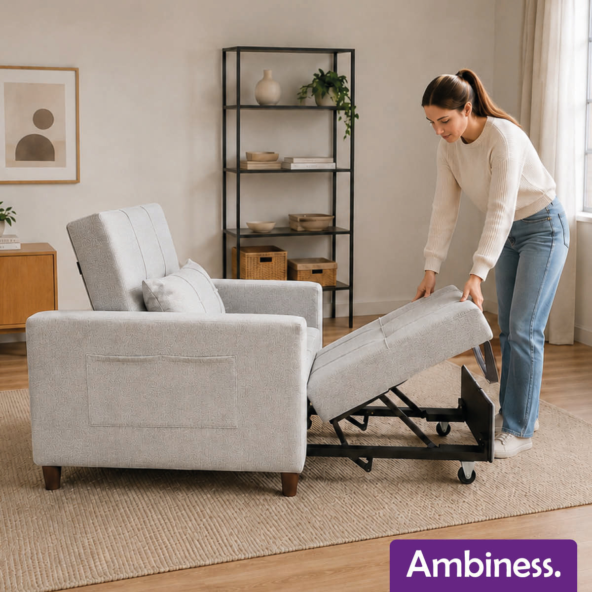 Ambiness 3in1 Einsitzer Schlafsofa hellgrau