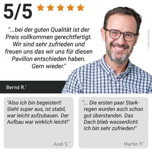 Alu Pavillon PREMIUM mit festem Dach 3x3m beige