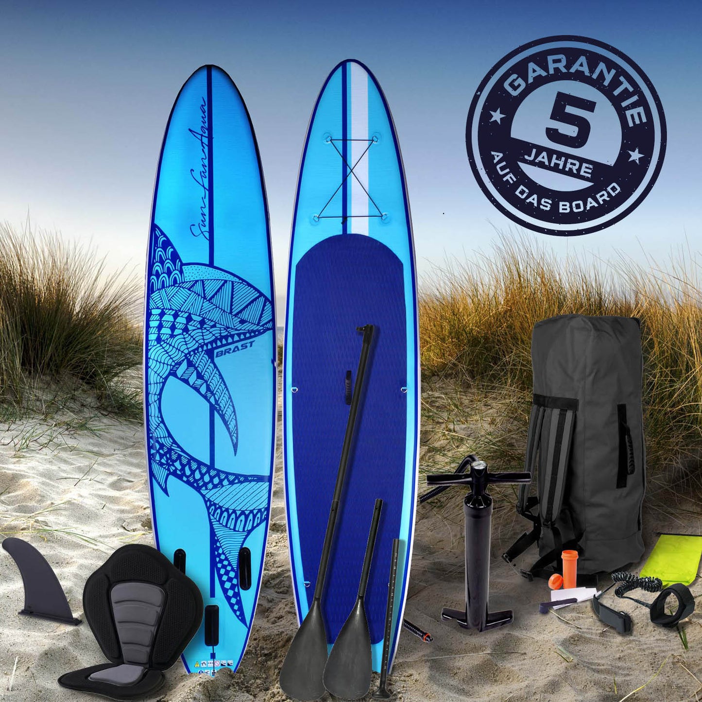 Aufblasbares SUP Board Set mit Sitz SHARK 365 blue
