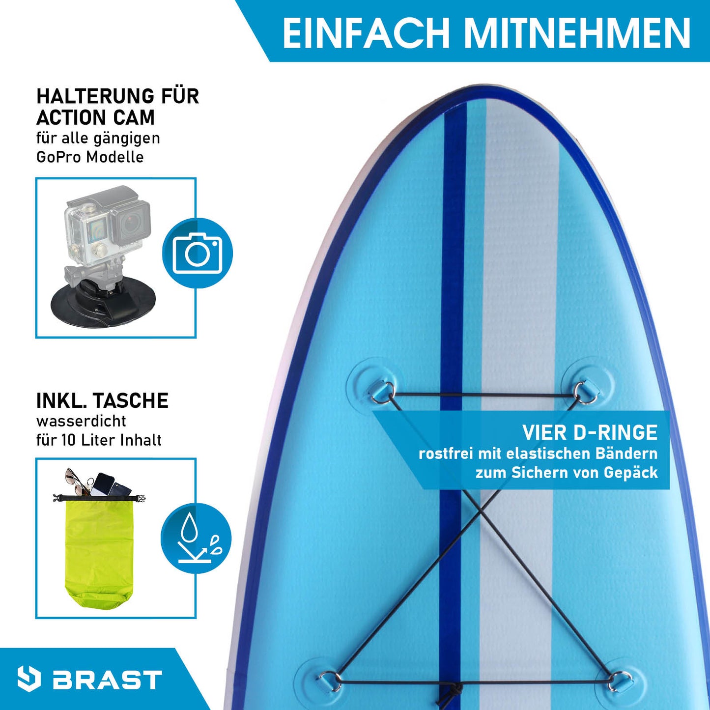 Aufblasbares SUP Board Set mit Sitz SHARK 365 blue
