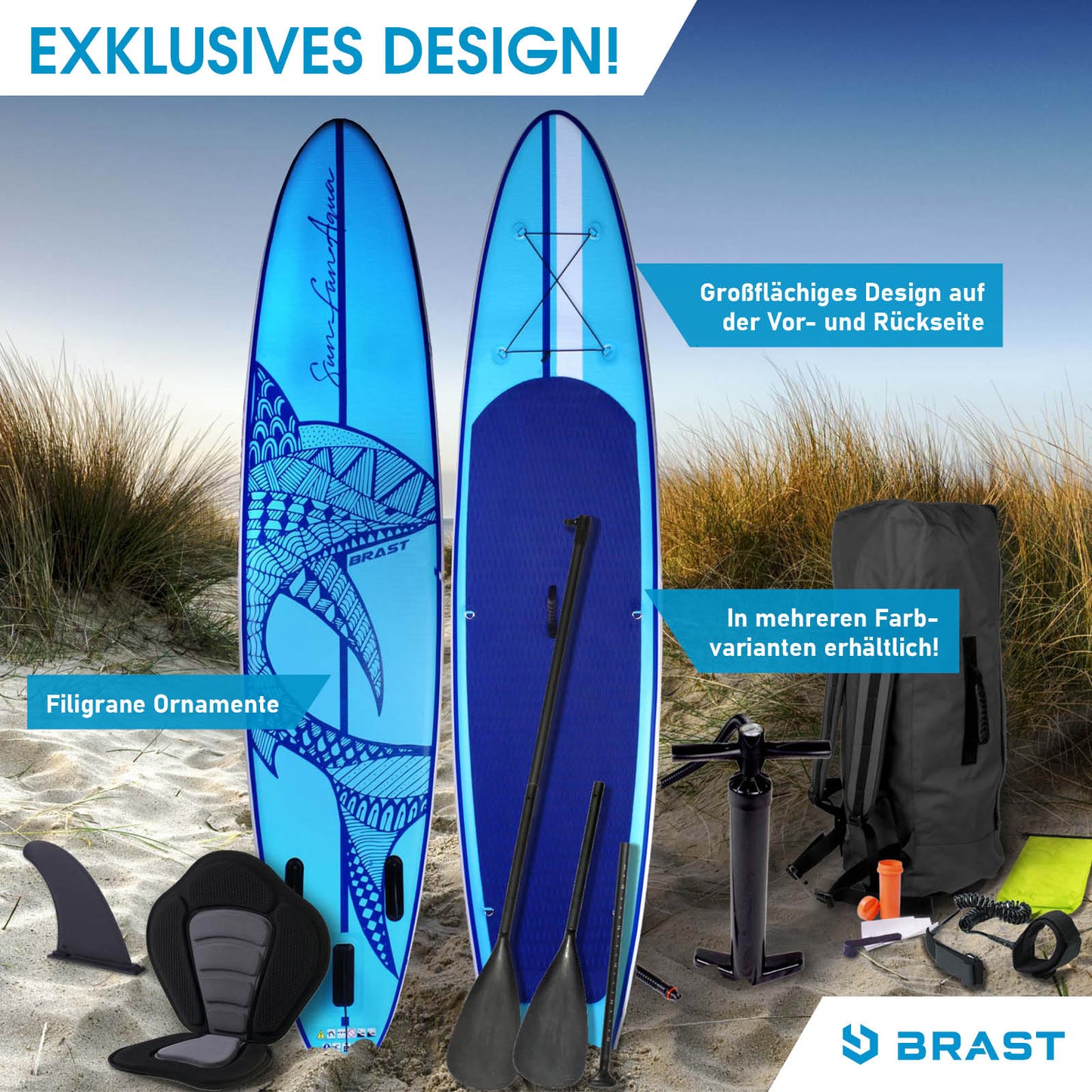 Aufblasbares SUP Board Set mit Sitz SHARK 365 blue