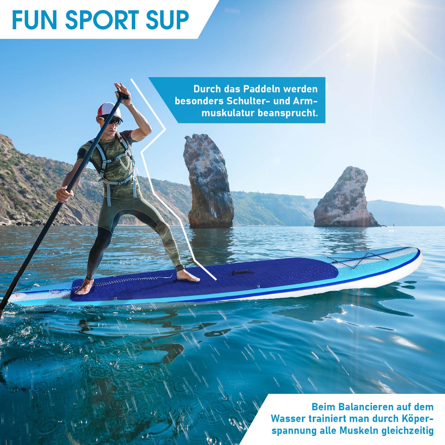 Aufblasbares SUP Board Set mit Sitz SHARK 365 blue