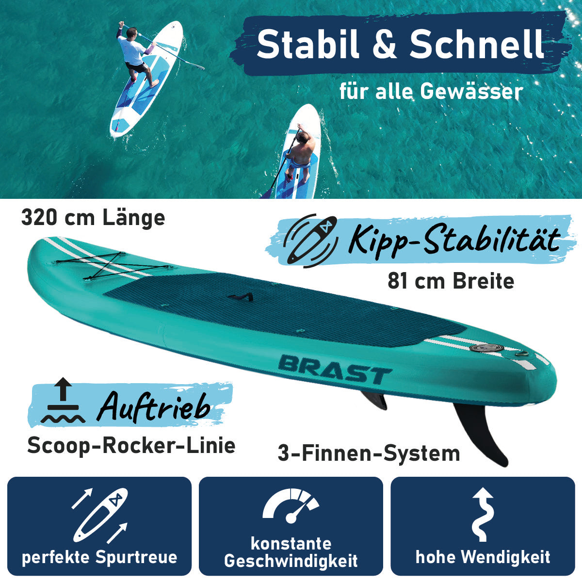 SUP Board aufblasbar PRIMO 320 petrol