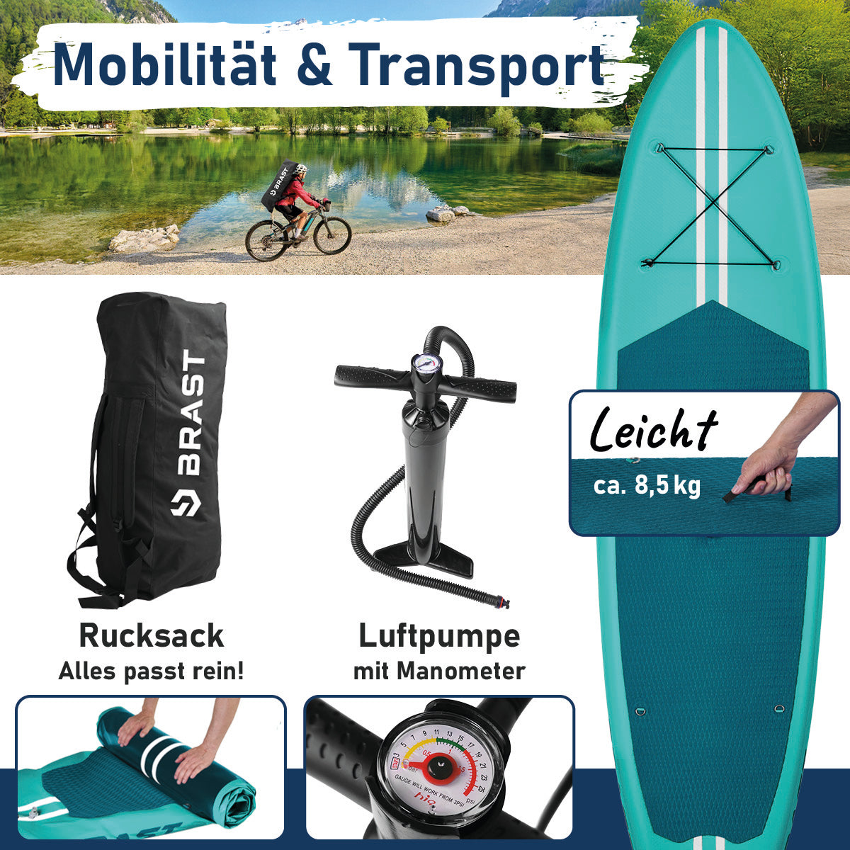 SUP Board aufblasbar PRIMO 320 petrol