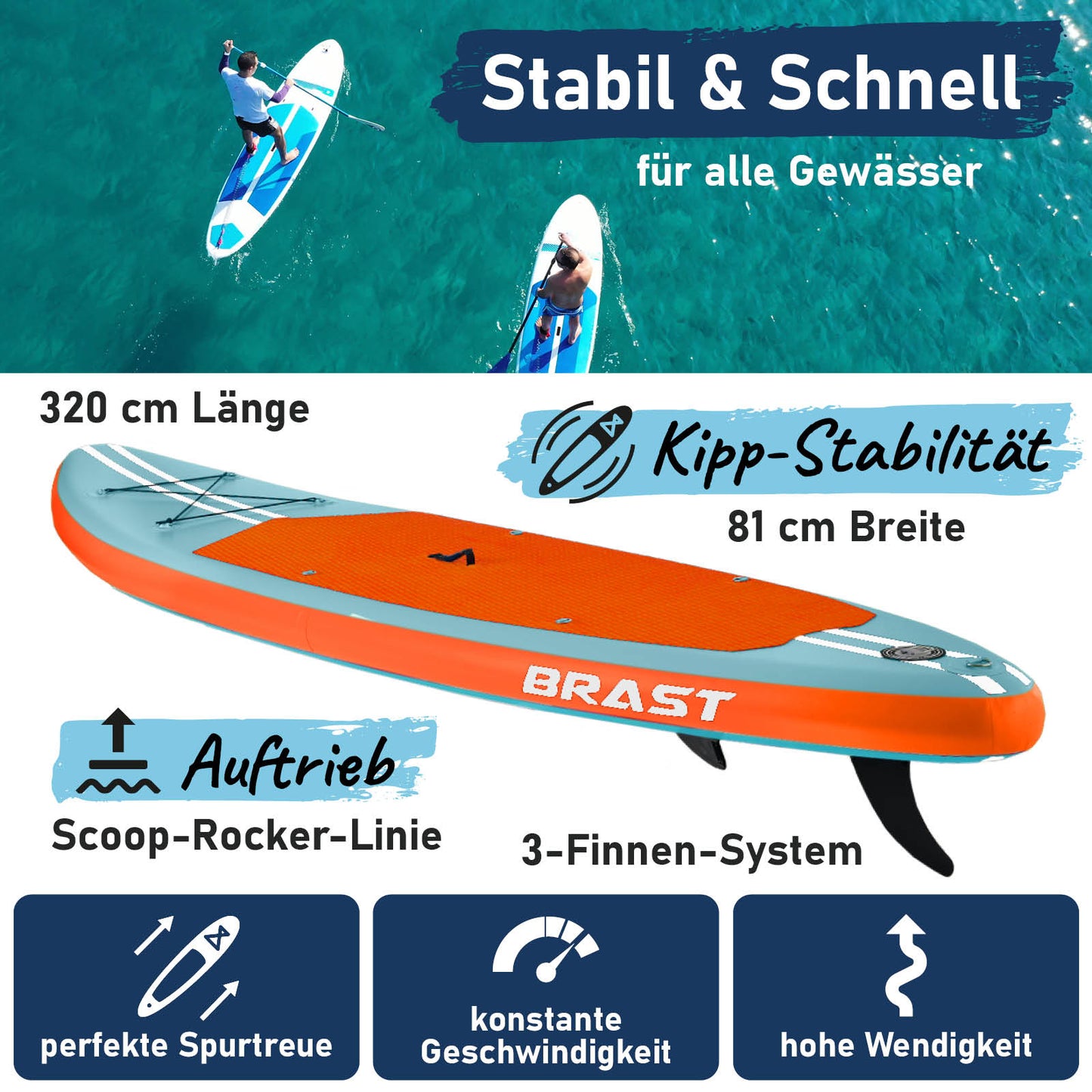 SUP Board aufblasbar PRIMO 320 light blue