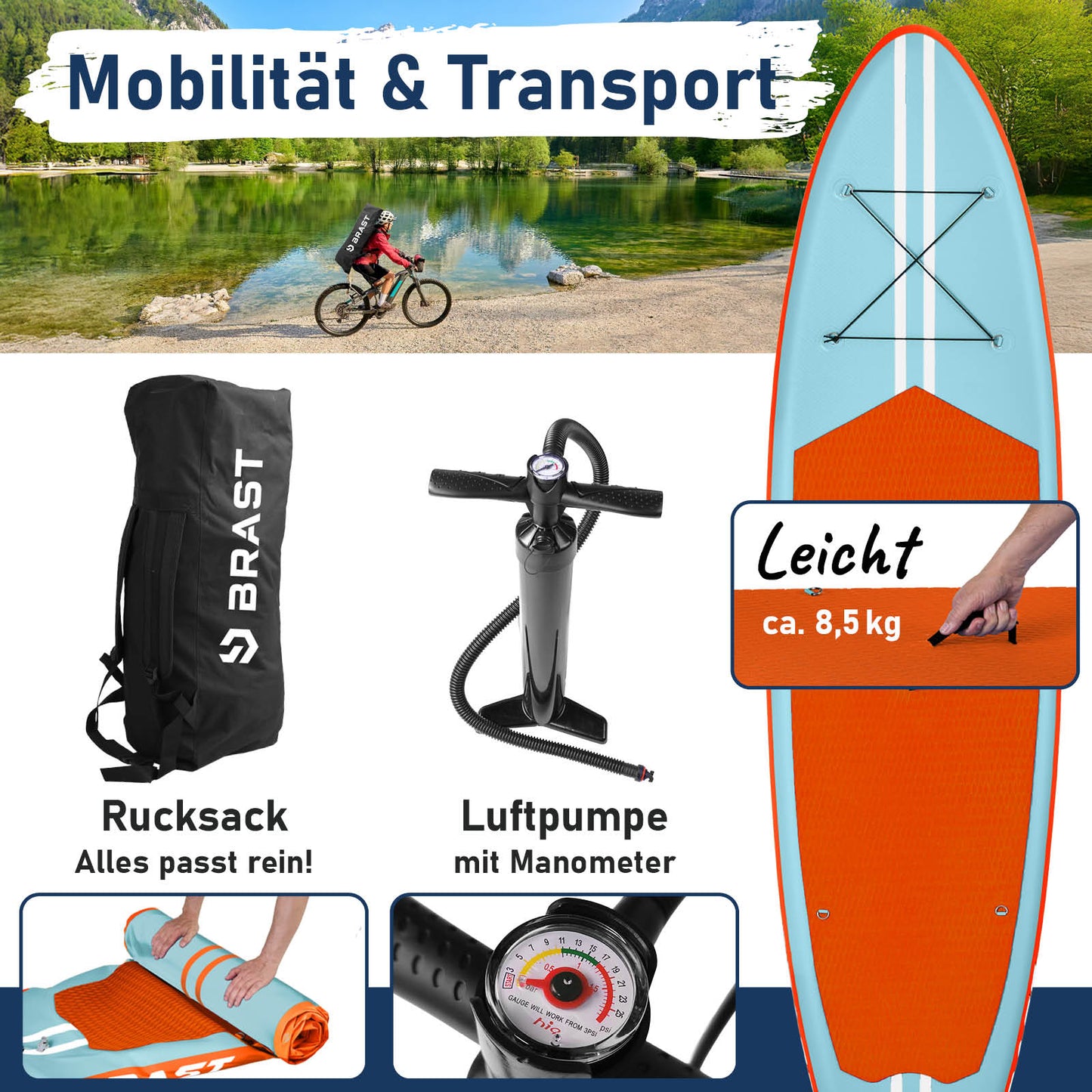 SUP Board aufblasbar PRIMO 320 light blue