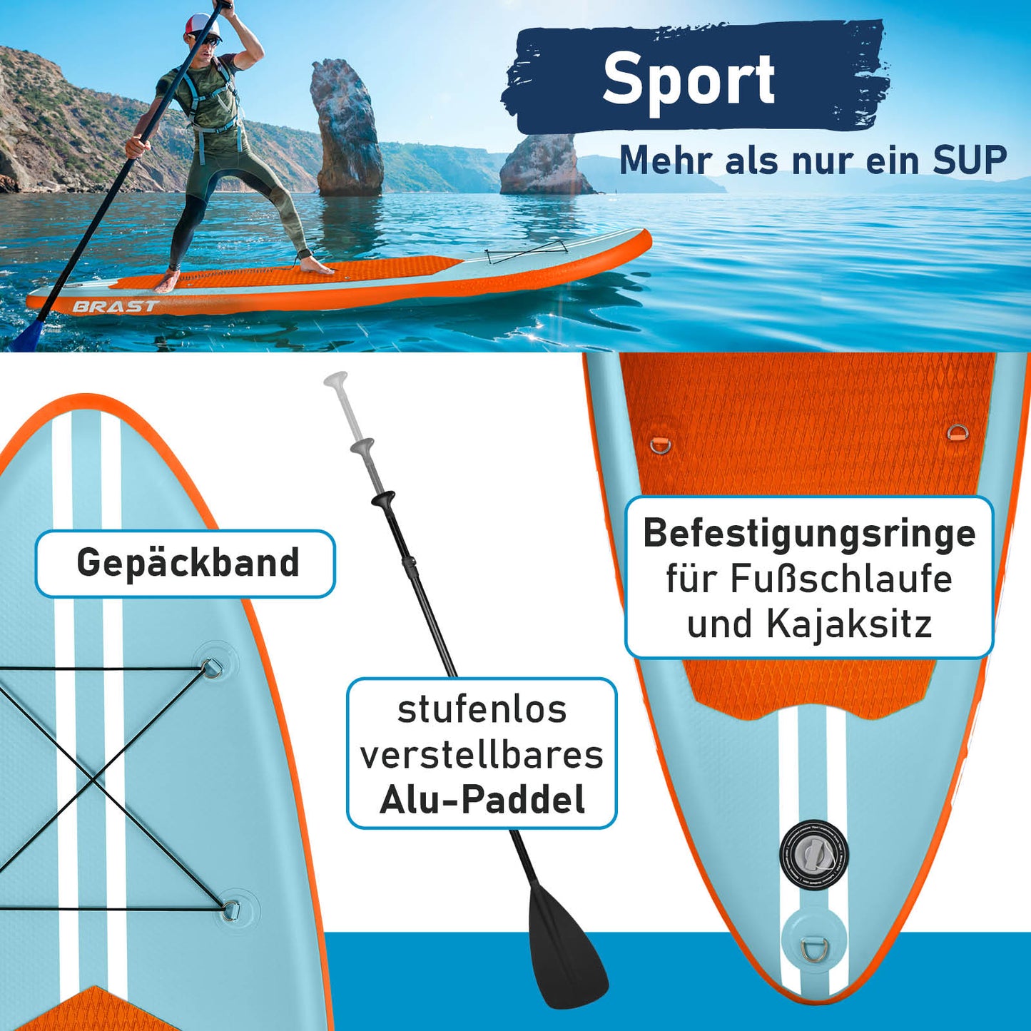 SUP Board aufblasbar PRIMO 320 light blue