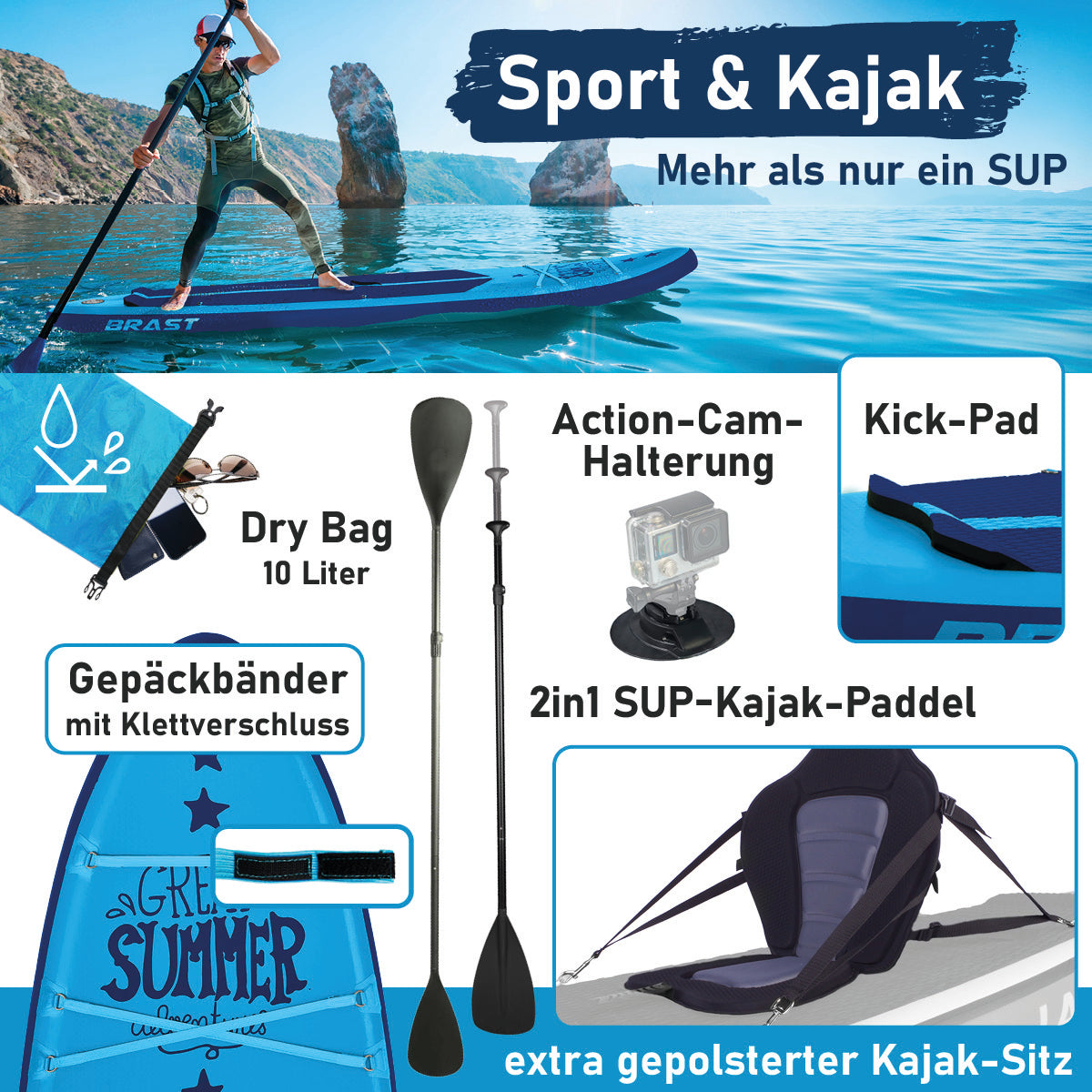 Aufblasbares SUP Board Set SUMMER 320 blue