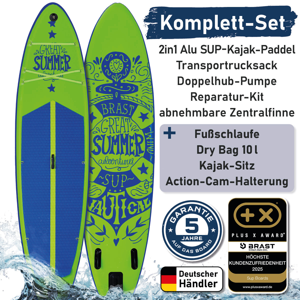 Aufblasbares SUP Board Set mit Sitz SUMMER 320 green