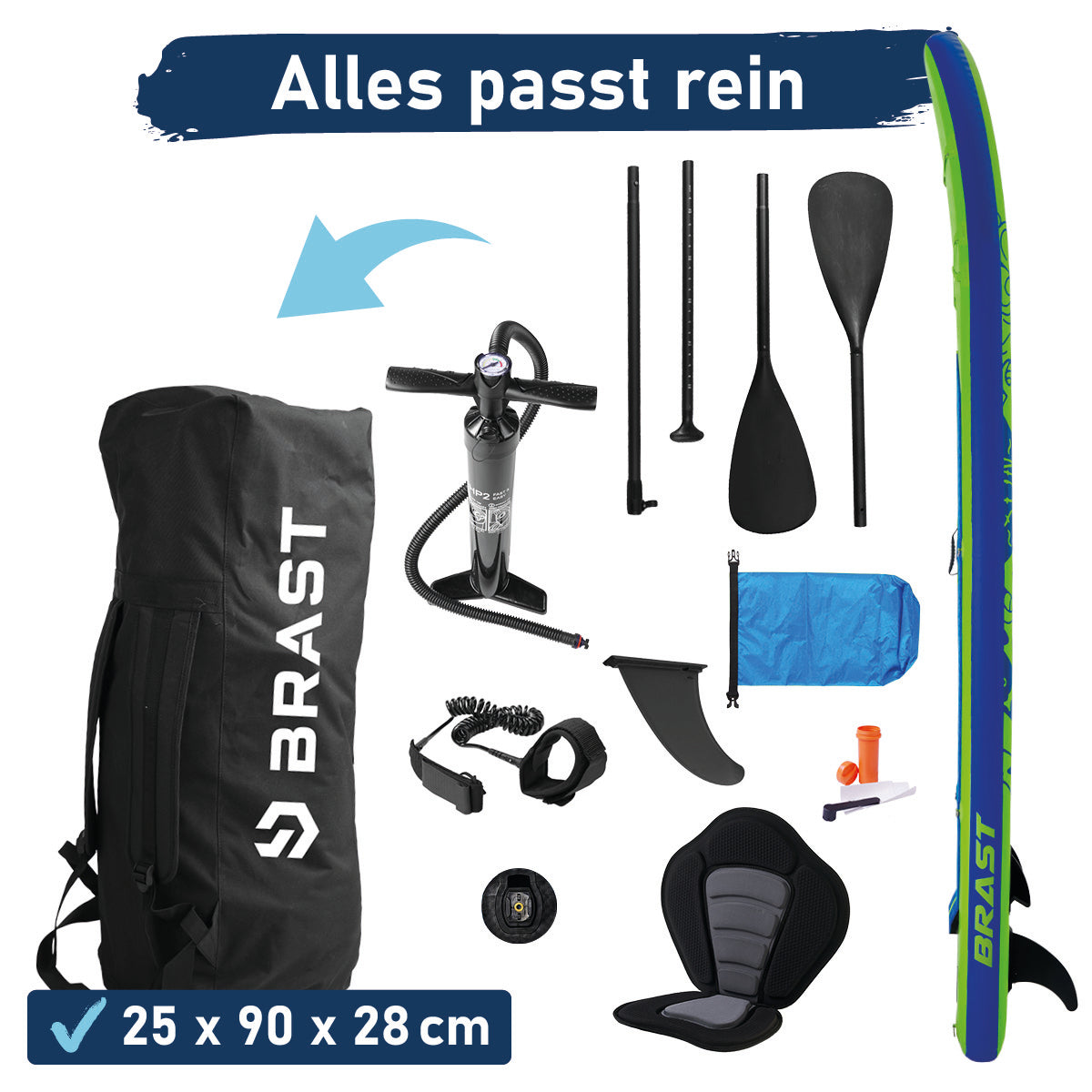 Aufblasbares SUP Board Set mit Sitz SUMMER 320 green