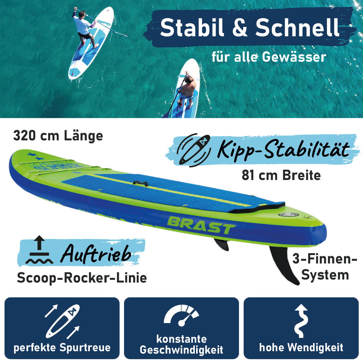 Aufblasbares SUP Board Set mit Sitz SUMMER 320 green