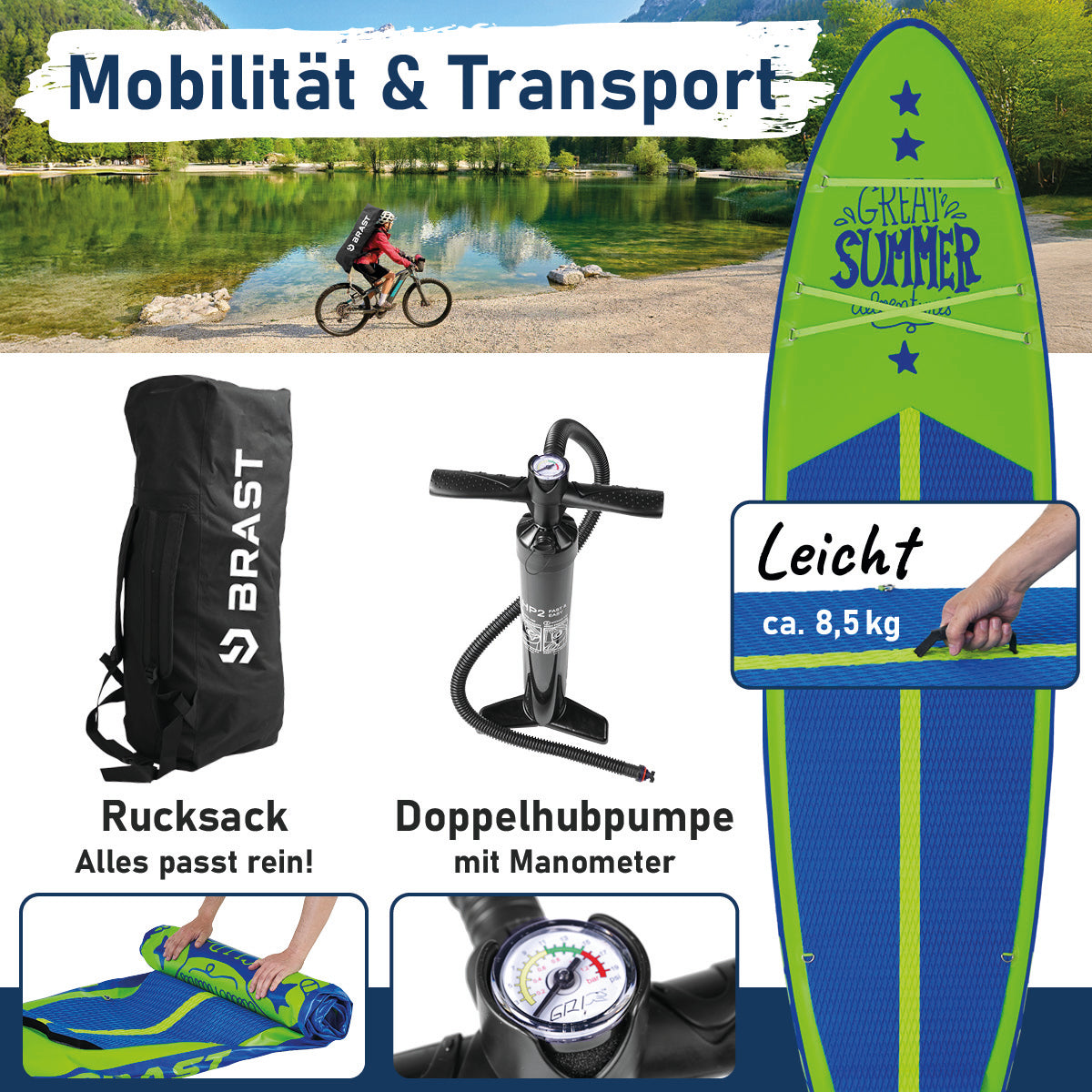 Aufblasbares SUP Board Set mit Sitz SUMMER 320 green