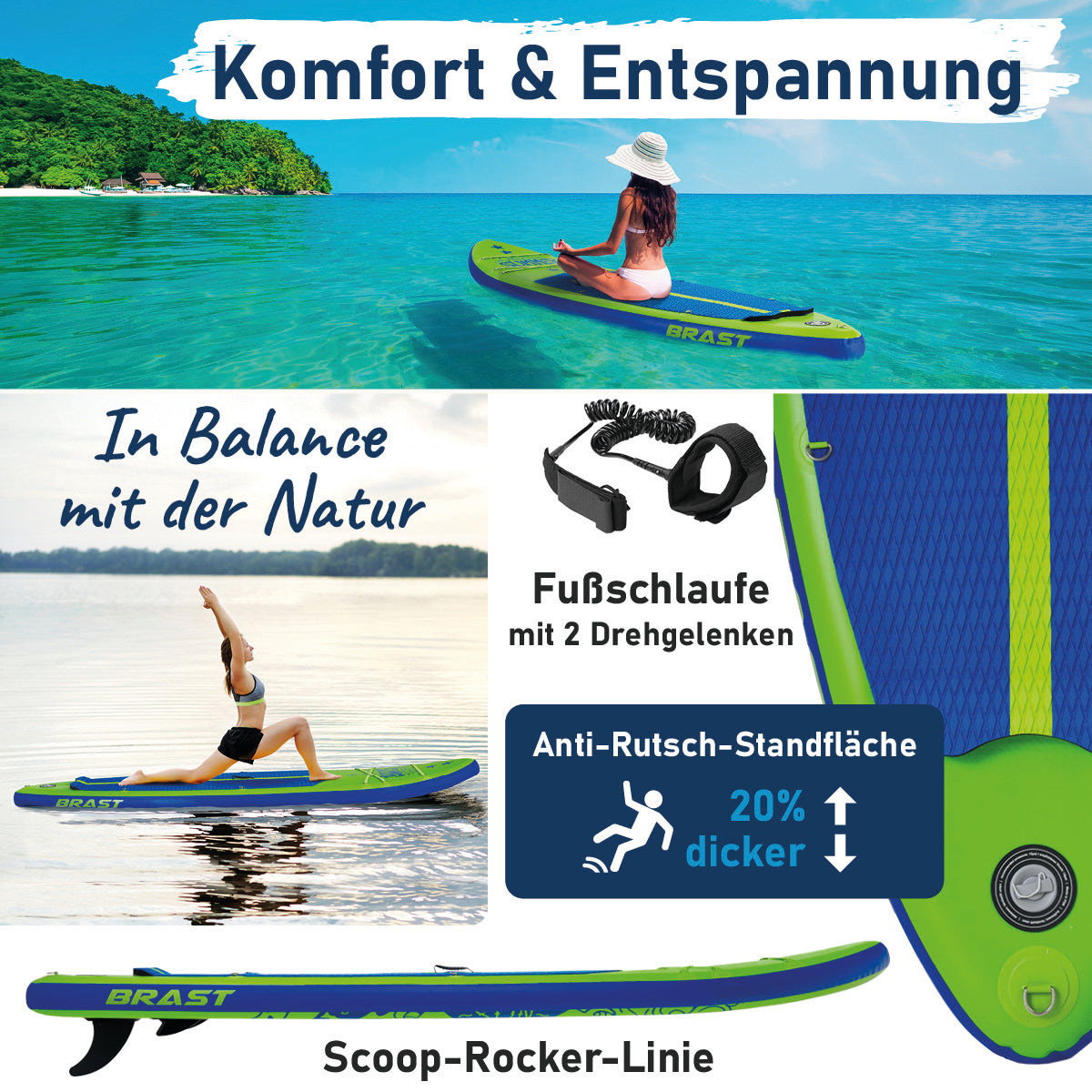 Aufblasbares SUP Board Set mit Sitz SUMMER 320 green