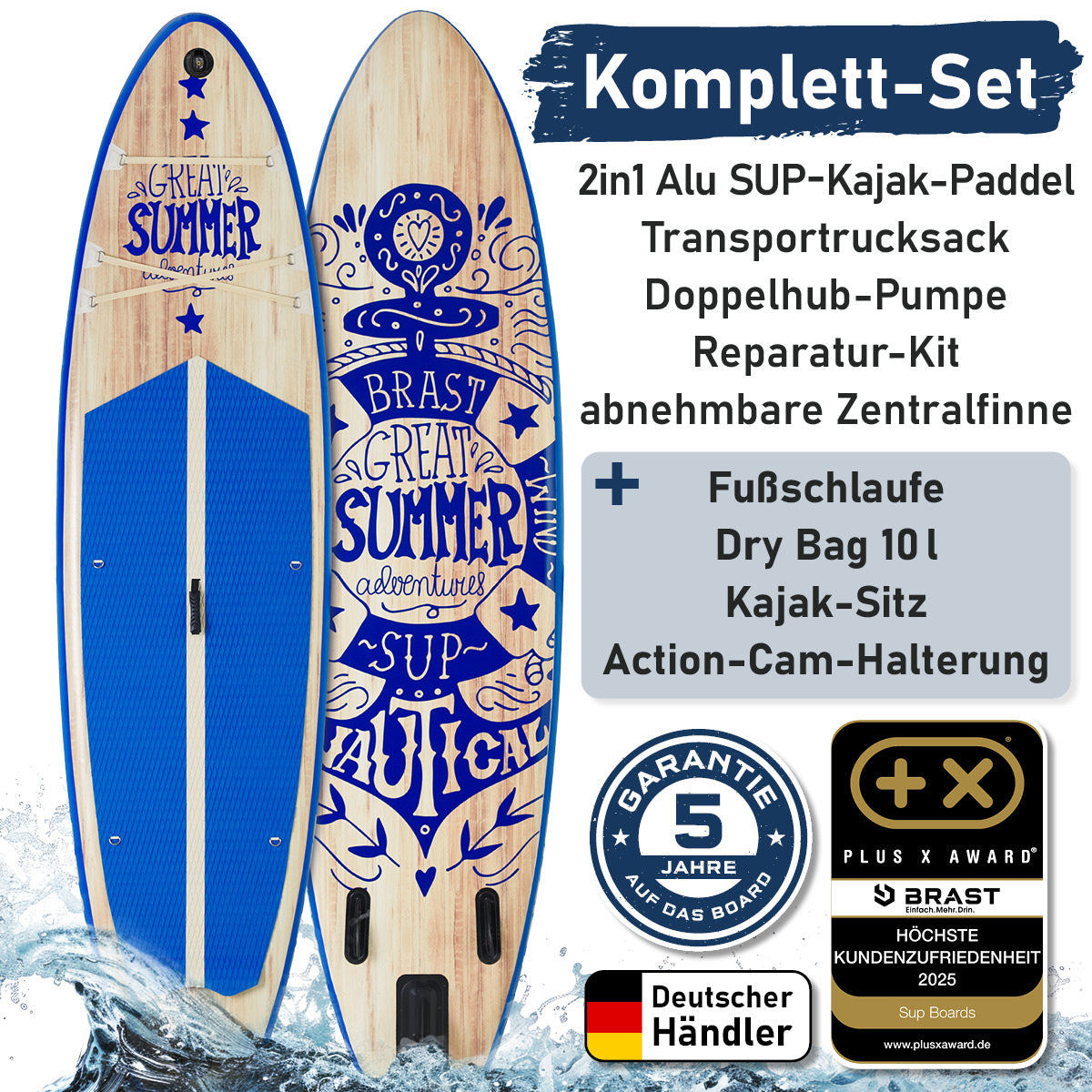 Aufblasbares SUP Board Set SUMMER 320 natural blue