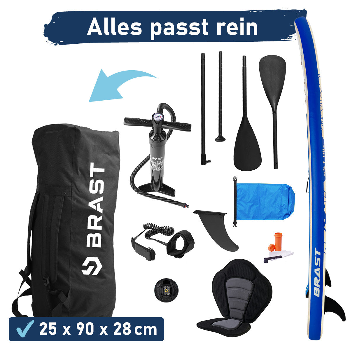 Aufblasbares SUP Board Set SUMMER 320 natural blue