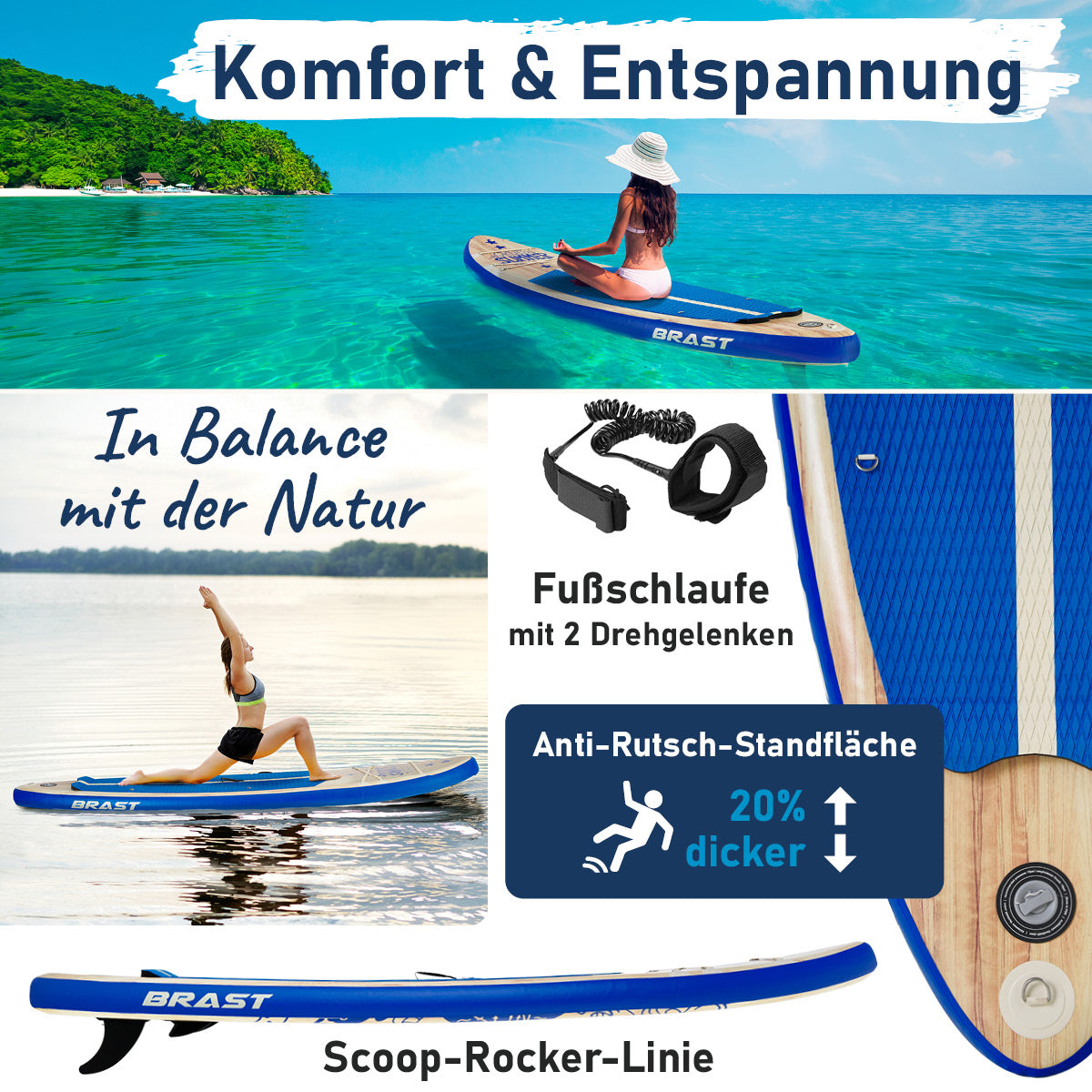 Aufblasbares SUP Board Set SUMMER 320 natural blue