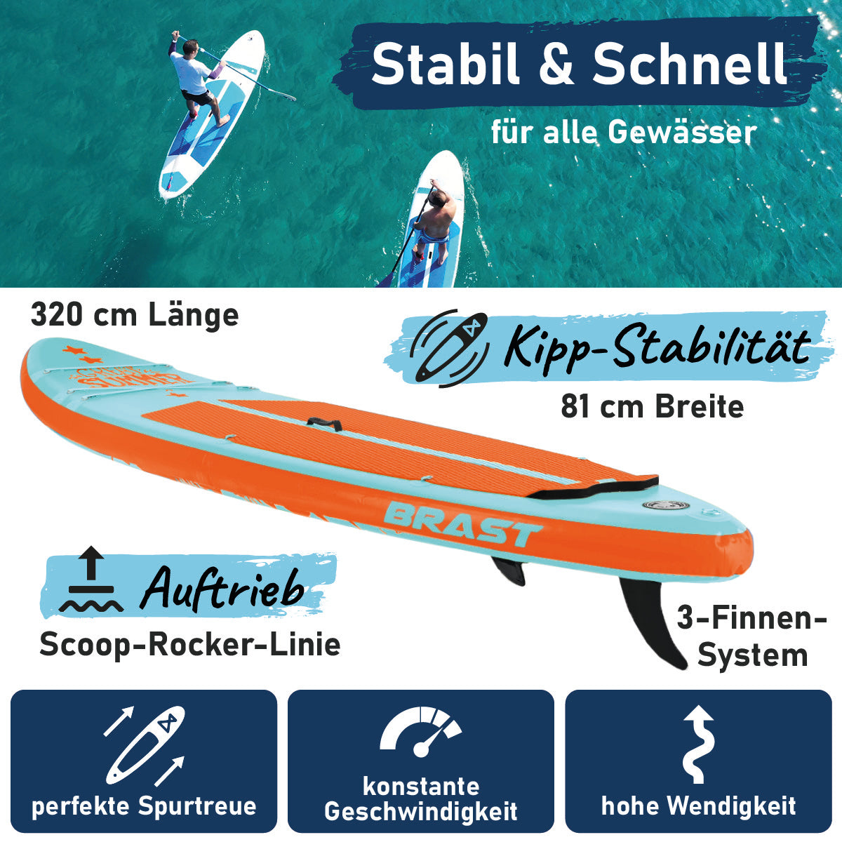 Aufblasbares SUP Board Set SUMMER 320 türkis