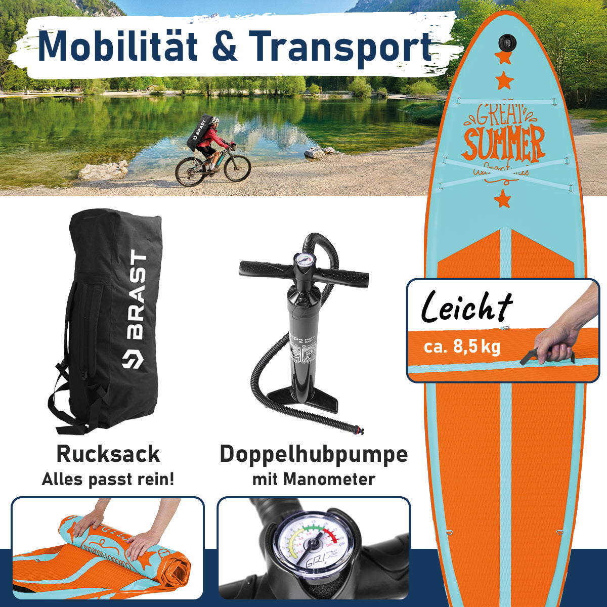 Aufblasbares SUP Board Set SUMMER 320 türkis