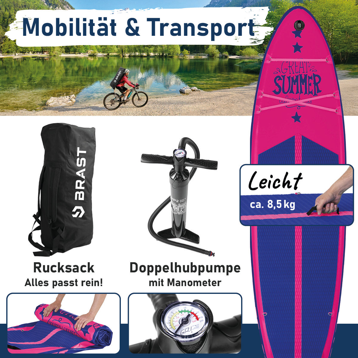 Aufblasbares SUP Board Set SUMMER 320 pink