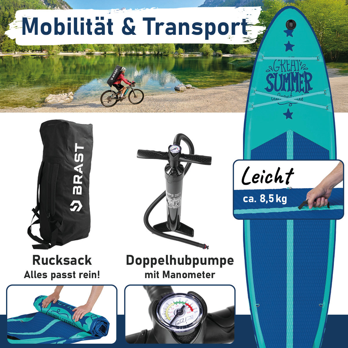 Aufblasbares SUP Board Set SUMMER 320 petrol