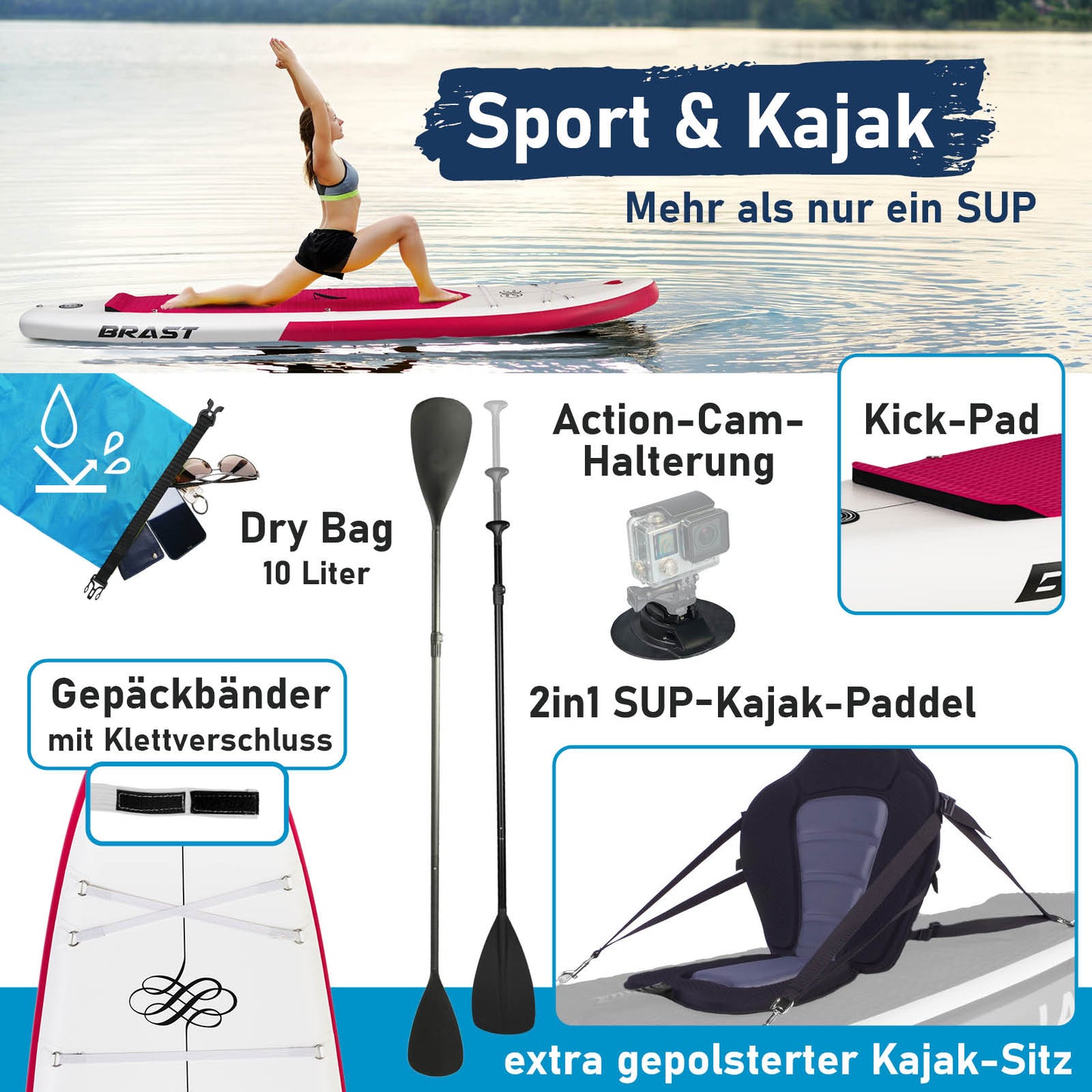 Aufblasbares SUP Board Set mit Sitz KOLIRBI 300