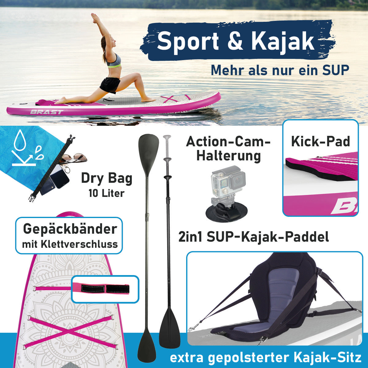 Aufblasbares SUP Board Set mit Sitz FLOWER 300