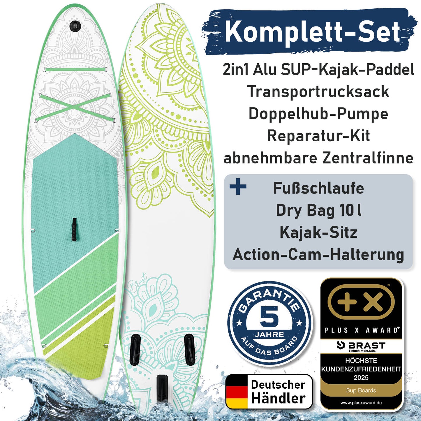 Aufblasbares SUP Board Set mit Sitz FLOWER 300 lime