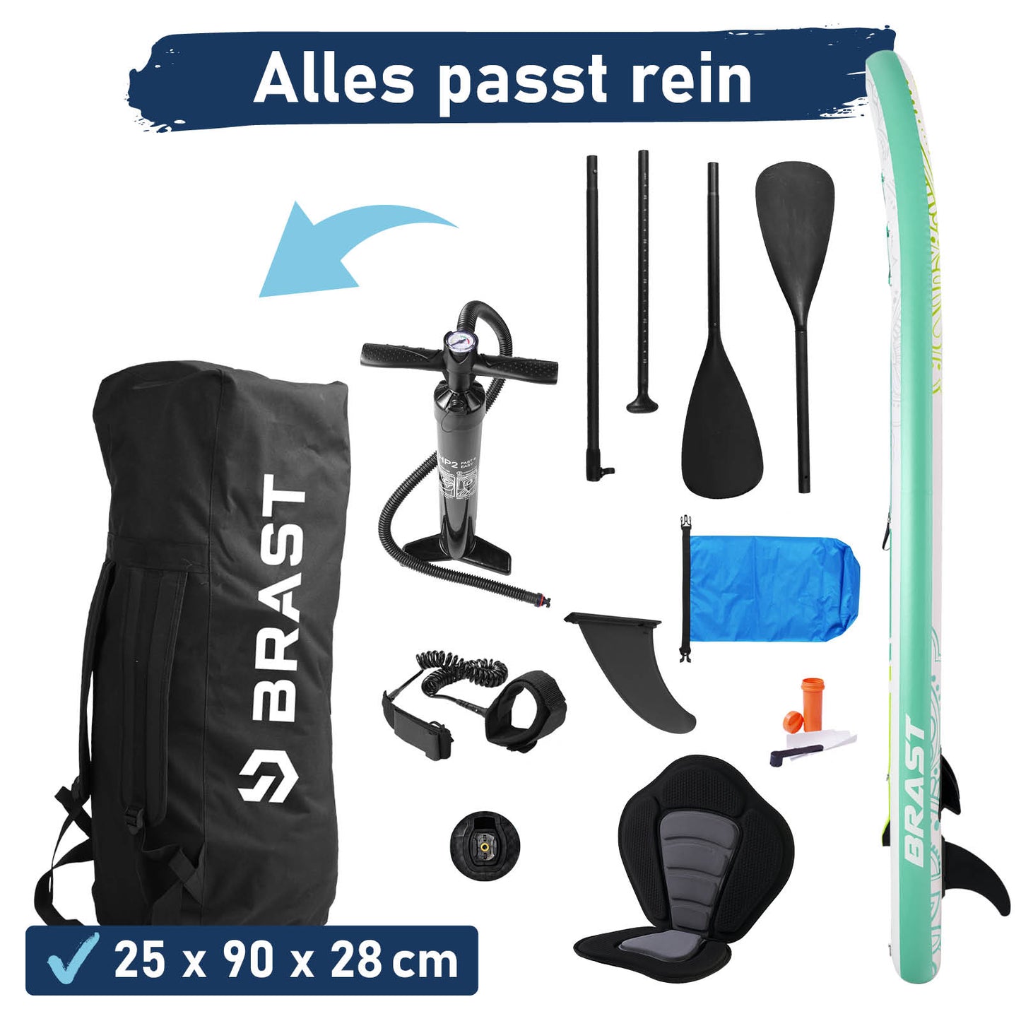 Aufblasbares SUP Board Set mit Sitz FLOWER 300 lime