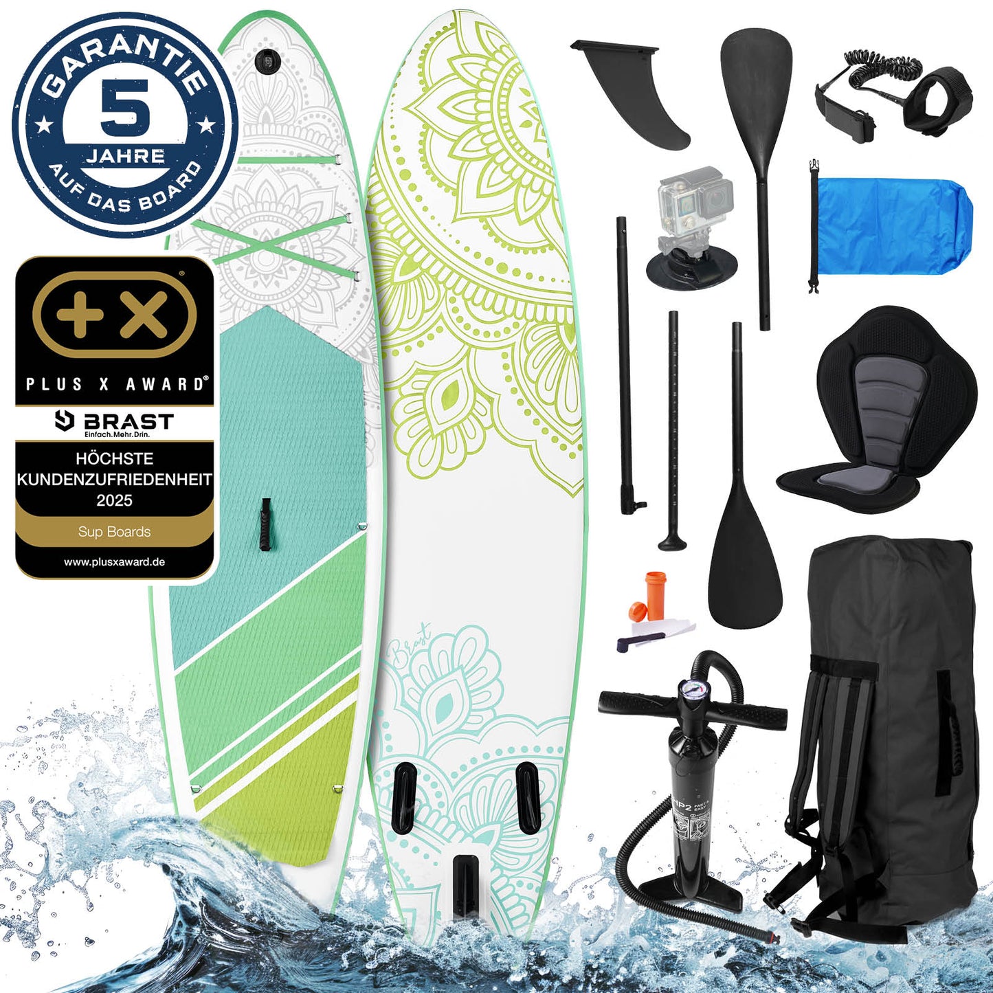 Aufblasbares SUP Board Set mit Sitz FLOWER 300 lime