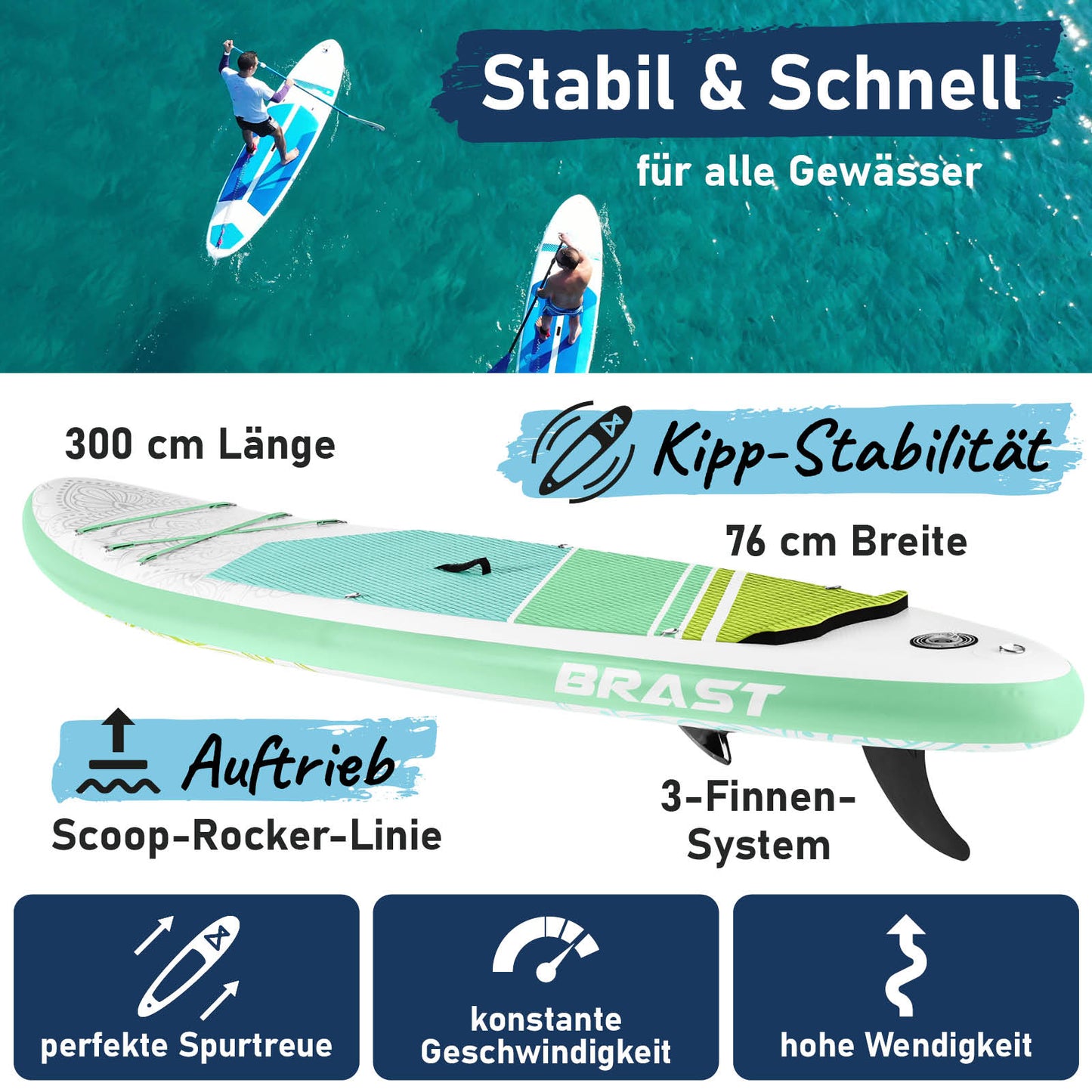 Aufblasbares SUP Board Set mit Sitz FLOWER 300 lime