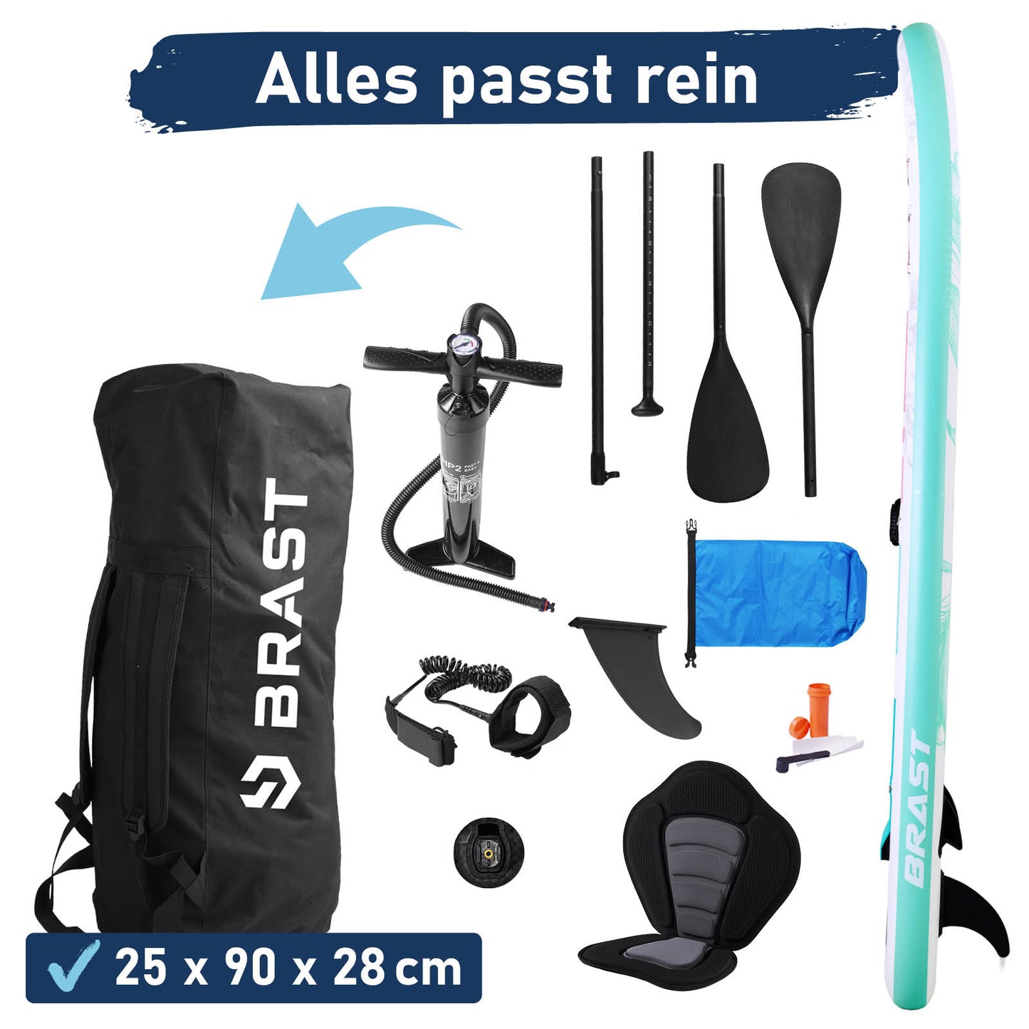 Aufblasbares SUP Board Set mit Sitz LILY 300 pastell