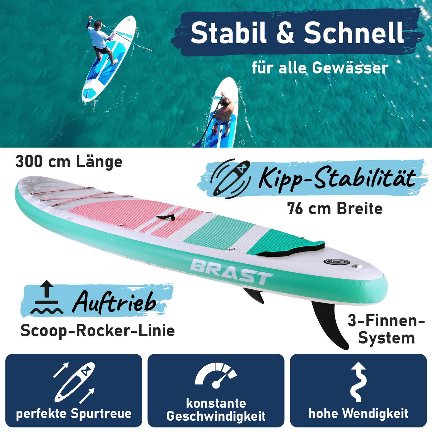 Aufblasbares SUP Board Set mit Sitz LILY 300 pastell
