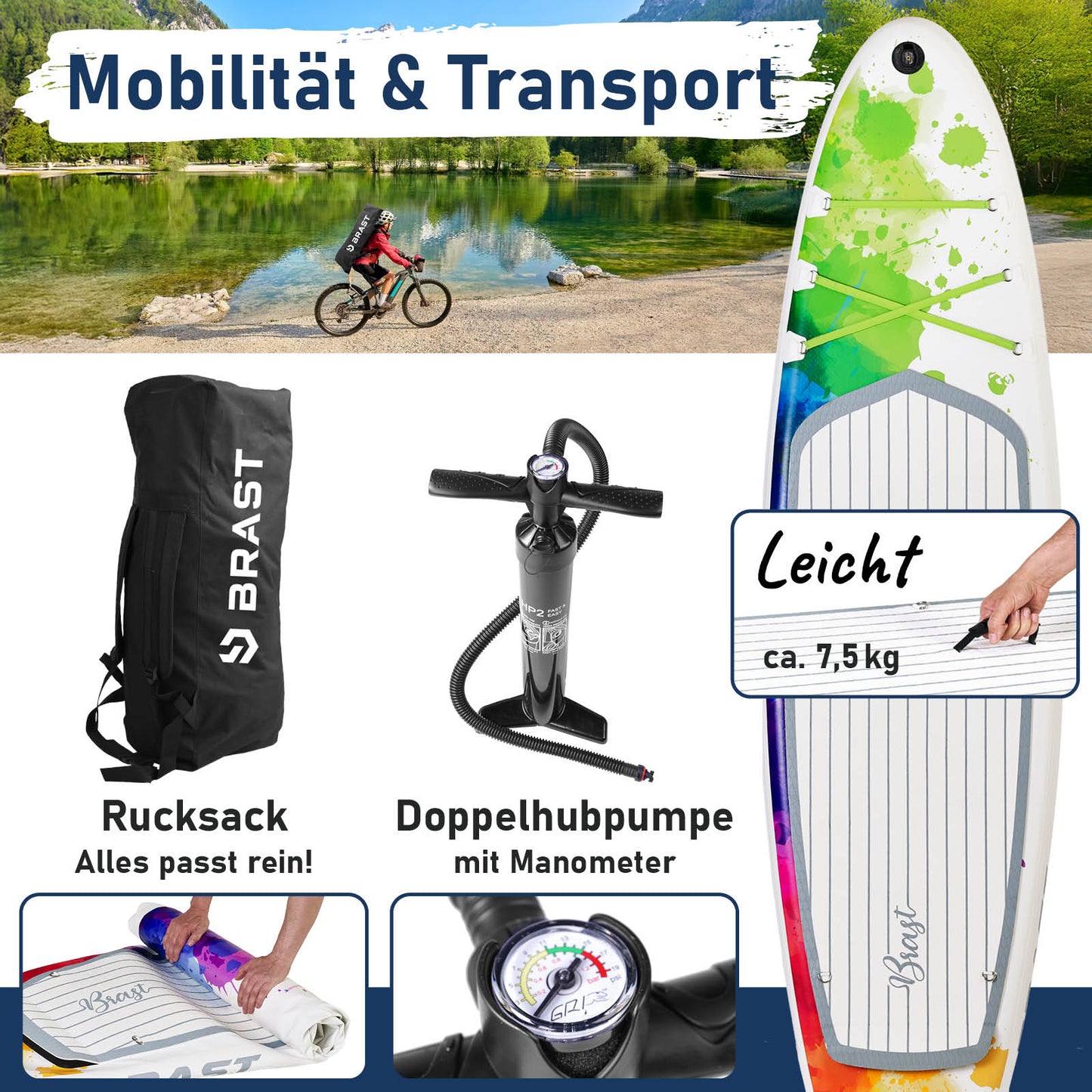 Aufblasbares SUP Board Set mit Sitz RAINBOW 300
