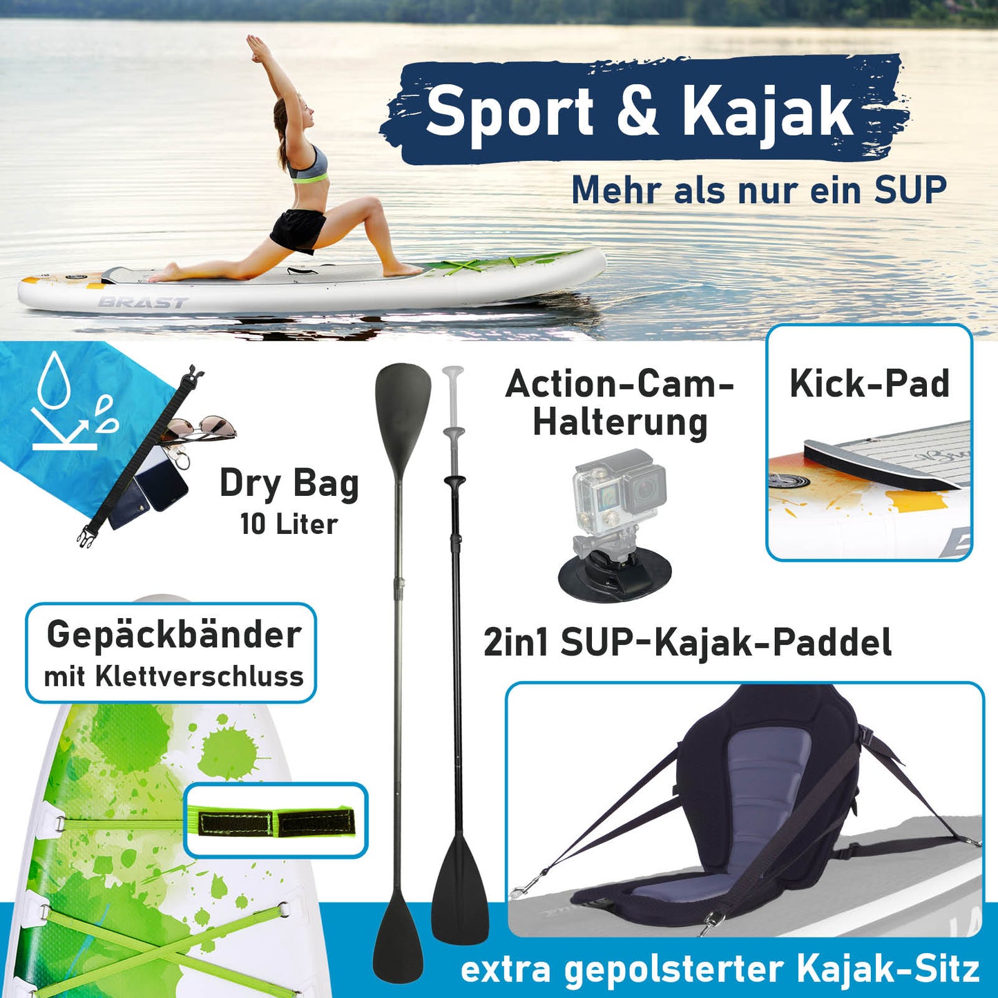 Aufblasbares SUP Board Set mit Sitz RAINBOW 300