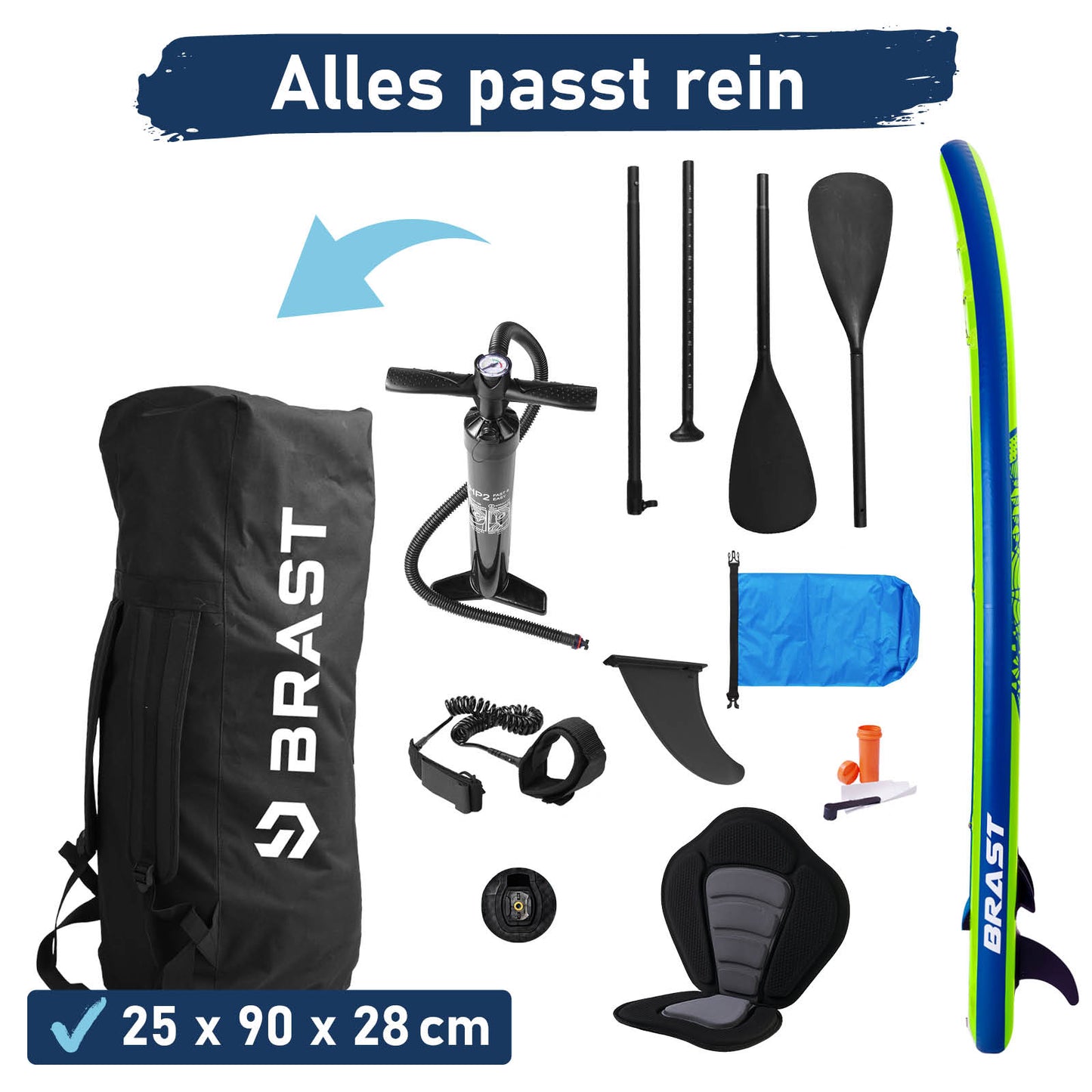 Aufblasbares SUP Board Set mit Sitz SHARK 320 green