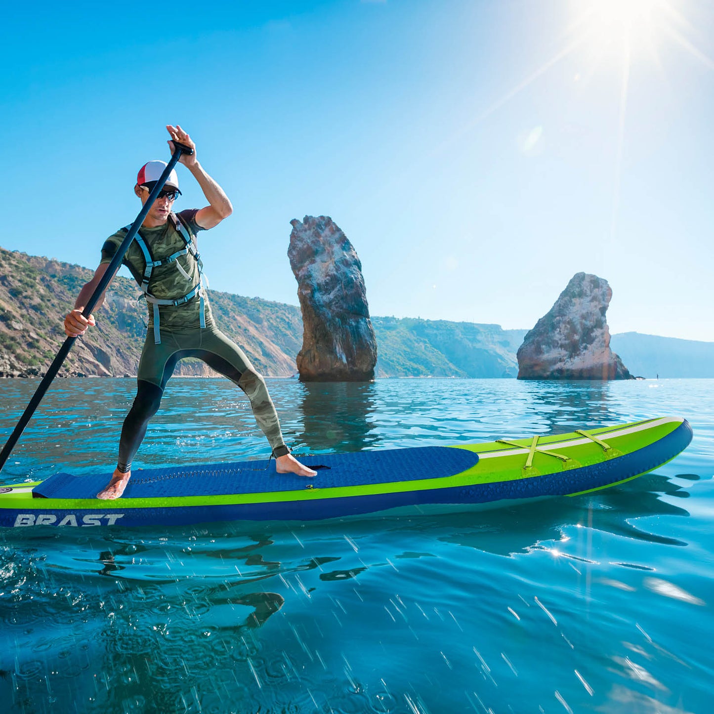 Aufblasbares SUP Board Set mit Sitz SHARK 320 green