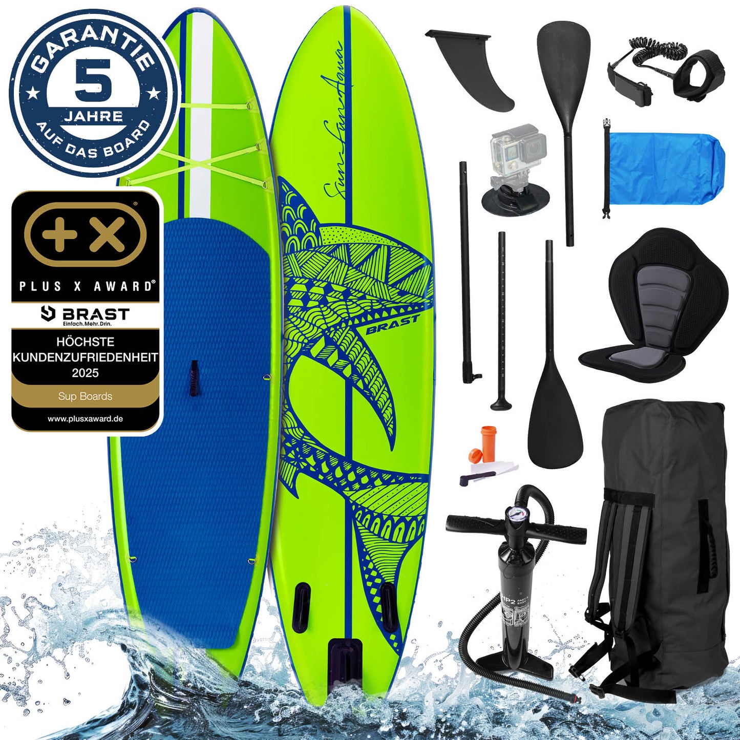 Aufblasbares SUP Board Set mit Sitz SHARK 320 green