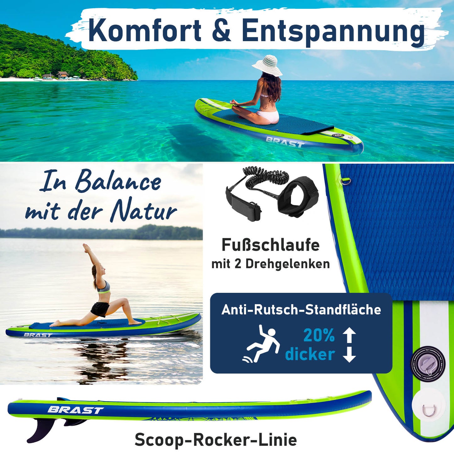 Aufblasbares SUP Board Set mit Sitz SHARK 320 green