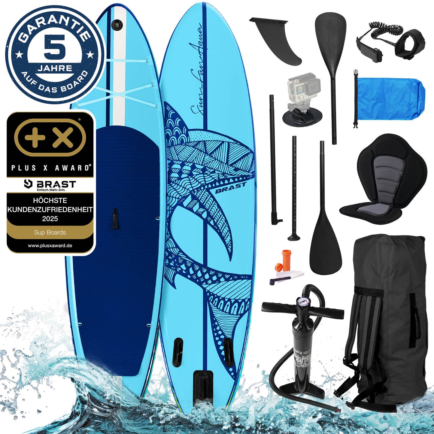 Aufblasbares SUP Board Set mit Sitz SHARK 320 blue