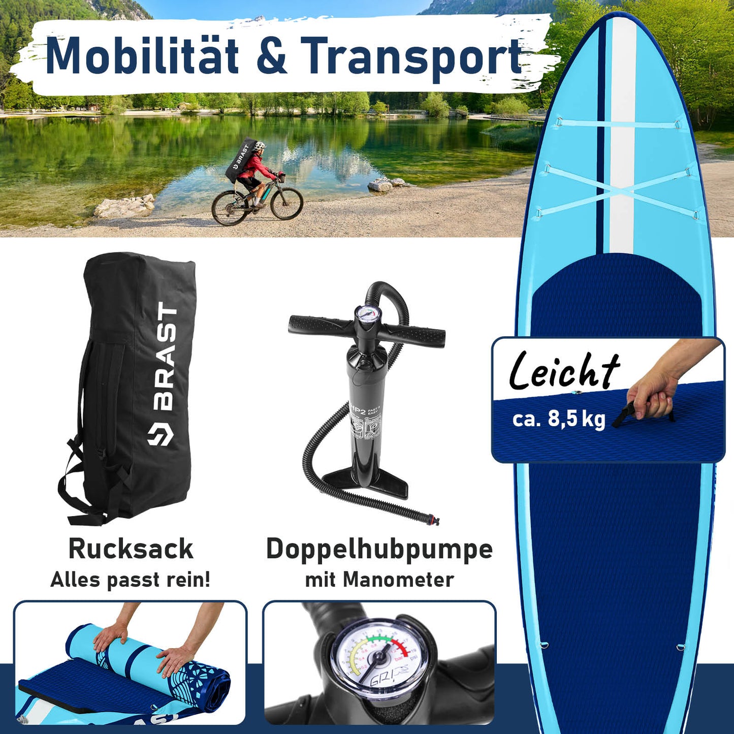 Aufblasbares SUP Board Set mit Sitz SHARK 320 blue
