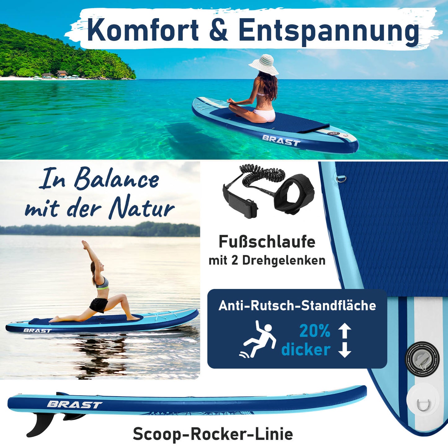 Aufblasbares SUP Board Set mit Sitz SHARK 320 blue