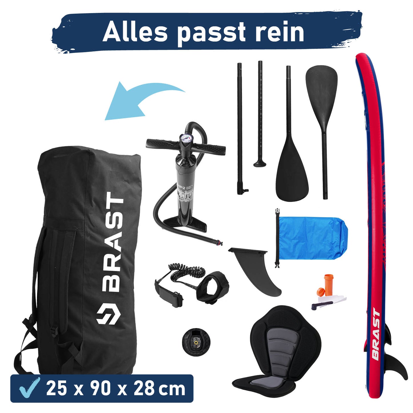 Aufblasbares SUP Board Set mit Sitz SHARK 320 blue/red