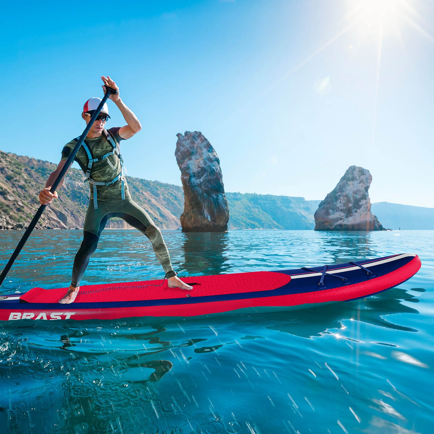 Aufblasbares SUP Board Set mit Sitz SHARK 320 blue/red